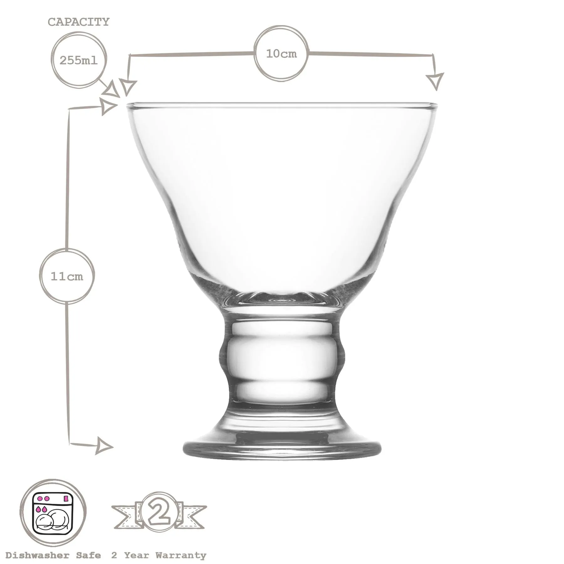 255ml Orion Glass Ice Cream Bowls - Pack of 6 - By LAV