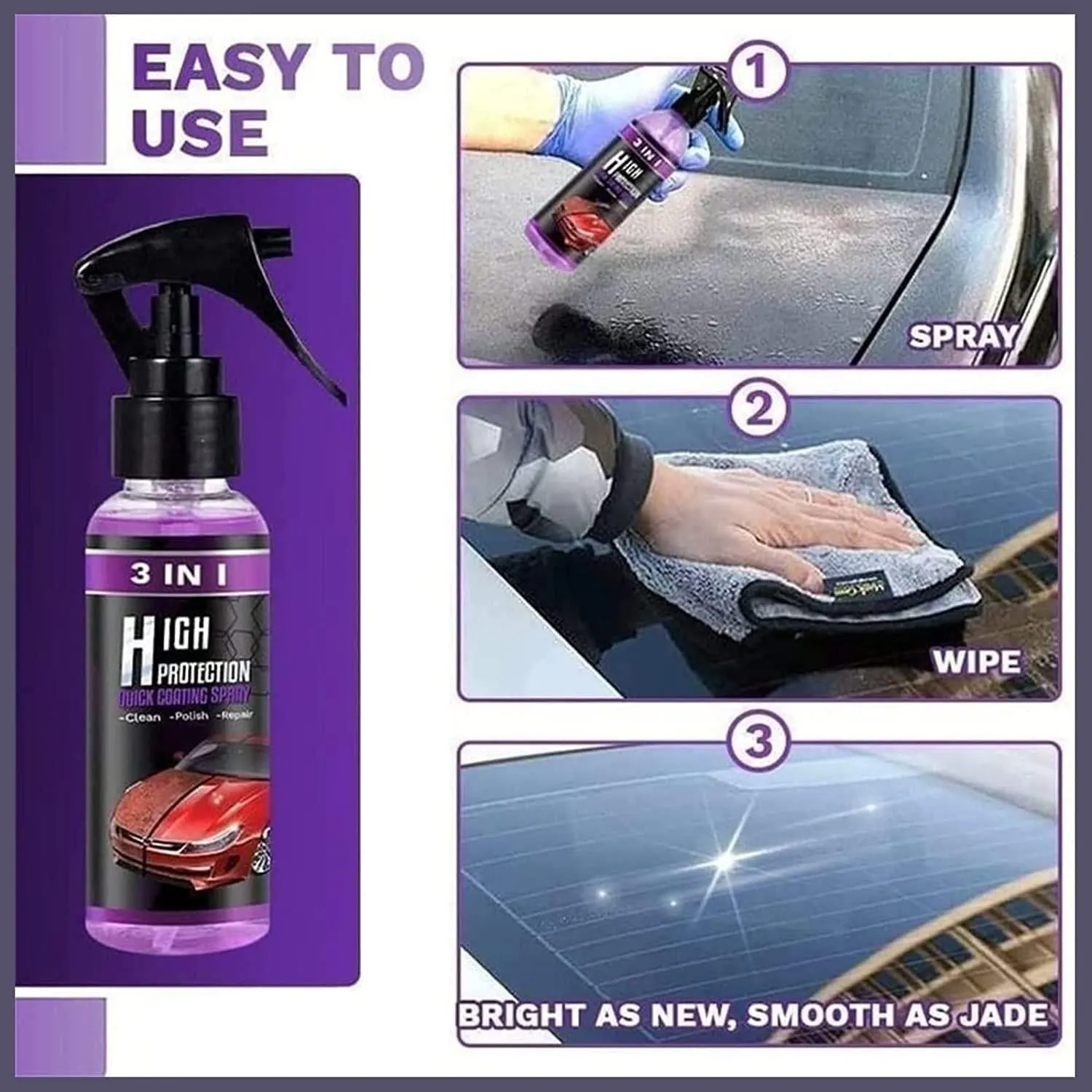 3 in 1 High Protection Quick Car Ceramic Coating Spray - Car Wax Polish Spray (Buy 1 Get 1)