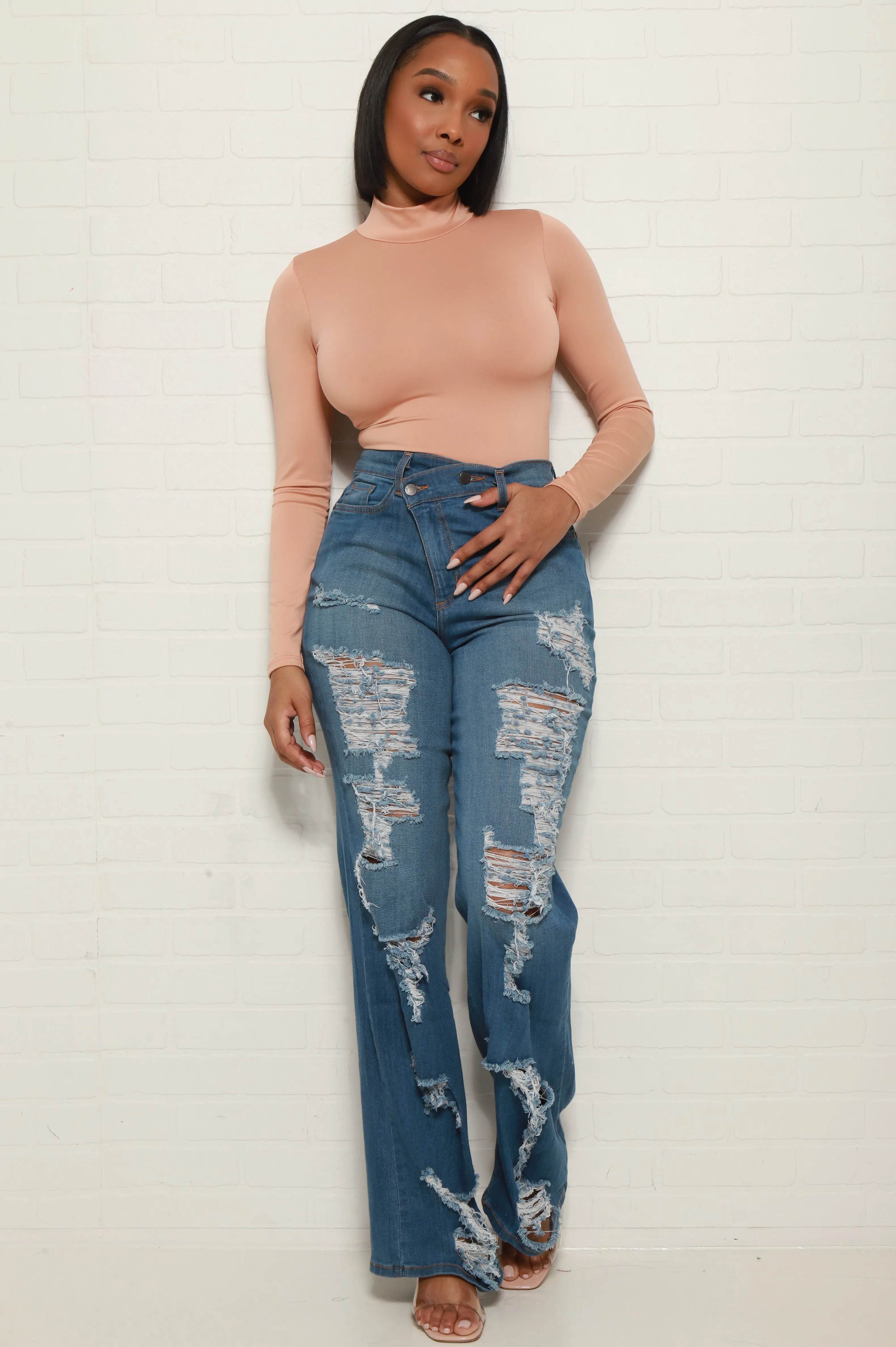 Better Now Long Sleeve Turtleneck Bodysuit - Cream