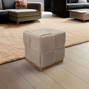Esme Checker Weave Corduroy Stool in Cream