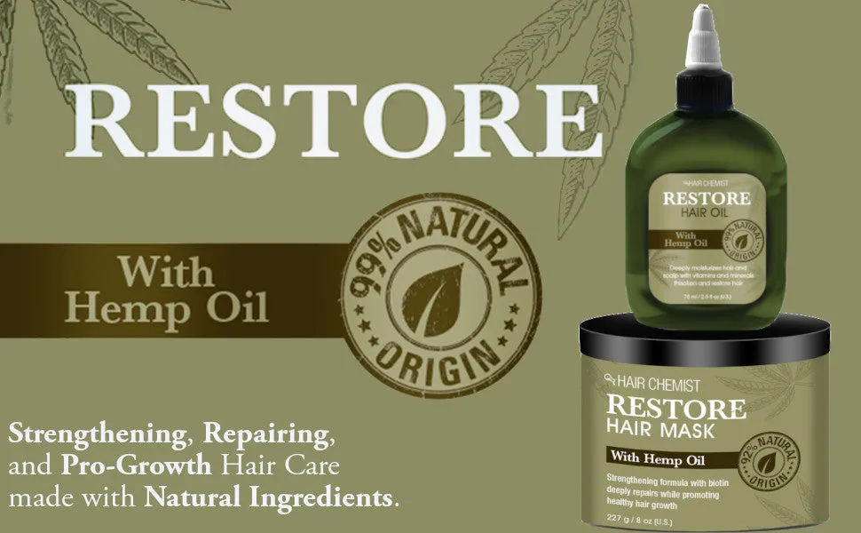 Hair Chemist Solutions Restore with Hemp Oil Hair Mask 1 oz. with Bonus Hair Oil Packet