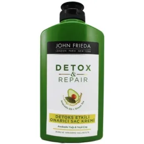 John Frieda Detoxifying & Repairing Conditioner 250ml Moisturizing & Smoothing for Dry Skin , damaged and damaged hair with avocado oil and green tea