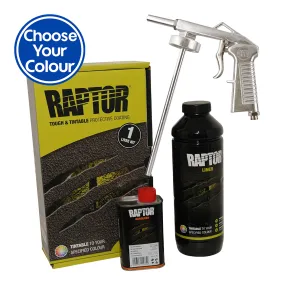 U-Pol Raptor Tintable (Choose Your Colour) Tough Bed Liner Kit 1L   Schutz Gun